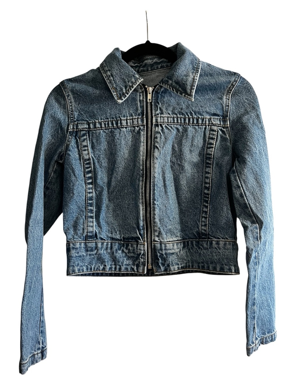 Brandy Melville Light Blue Denim Zip-Up Jacket